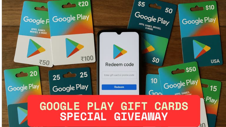 Google Play Store Gift Cards and redeem codes free giveaway