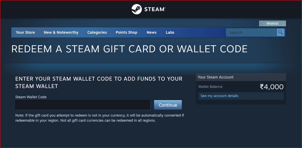 Steam Gift Card Redeem